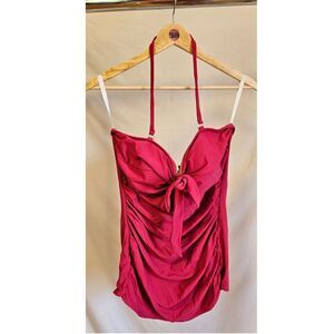 Swim Solutions Shirred Tummy Control Minimizer One Piece Swimsuit Size 16 Rose
